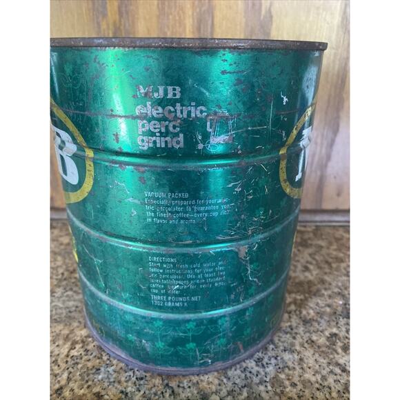 MJB Electric Perc 48oz or 3 Lb, Vintage Green Coffee can No Lid - Picture 4 of 11